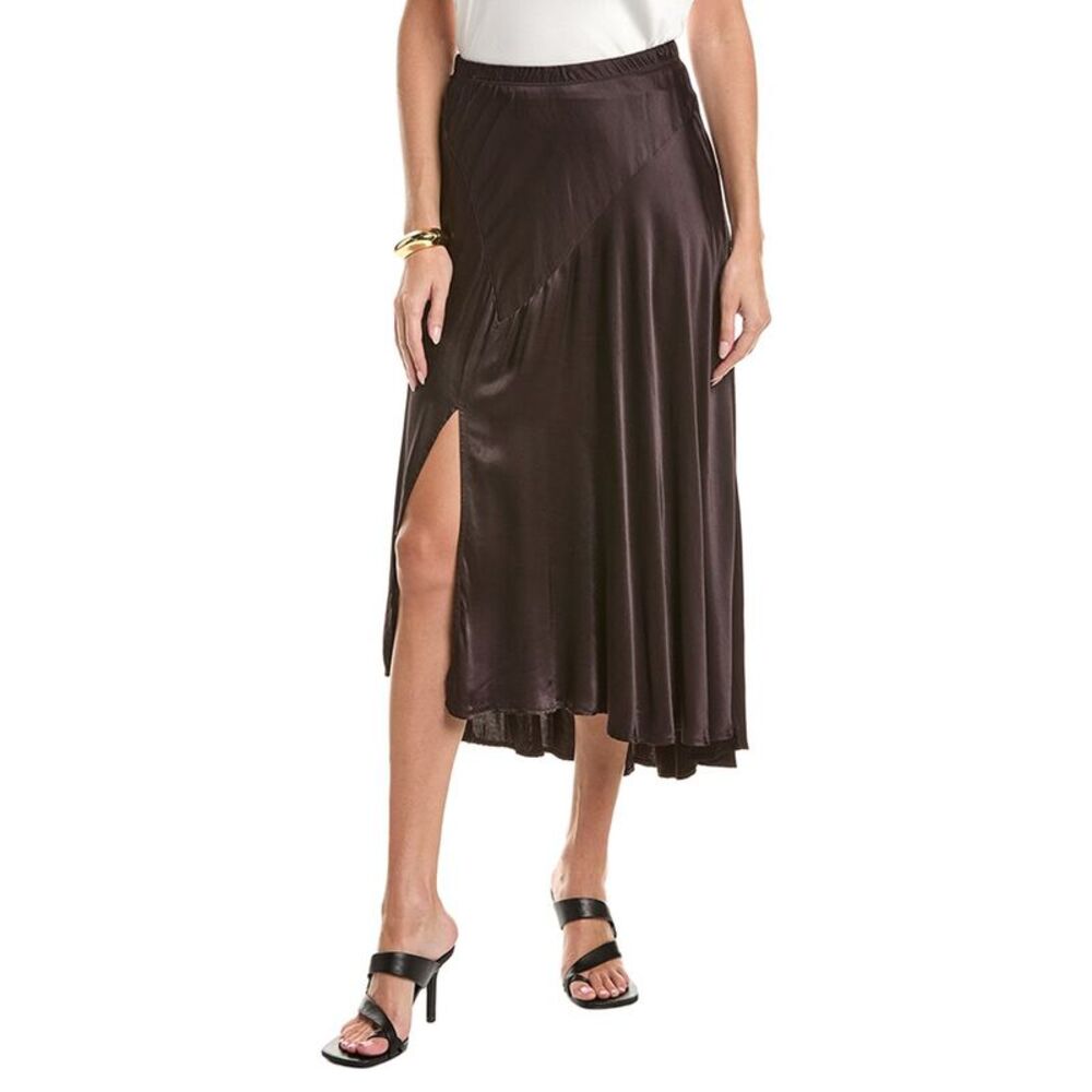 Michael Stars Womens Desi Asymmetrical Midi Skirt, Brown
